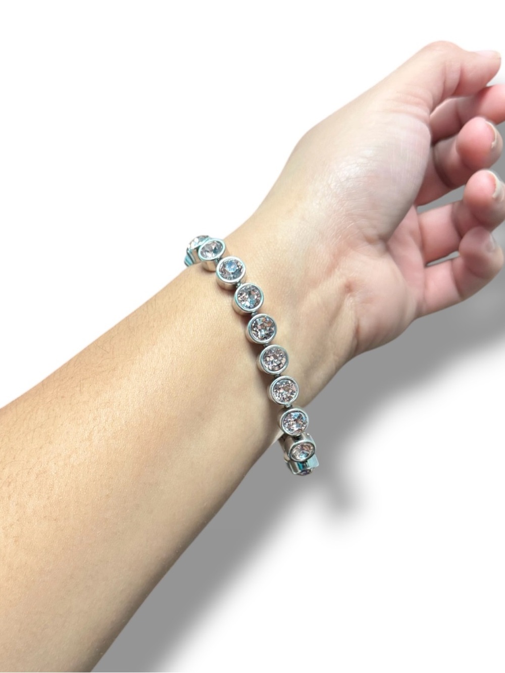 Touchstone Crystal By Swarovski TCS Clear Crystal Tennis Bracelet Stainless